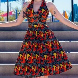 Tatyana Boomerang Halter Dress 2X Plus 50s Swing Pinup Rockabilly Mid-Century